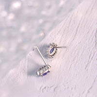 Sterling Silver Tanzanite Gemstone Stud Zircon Earrings