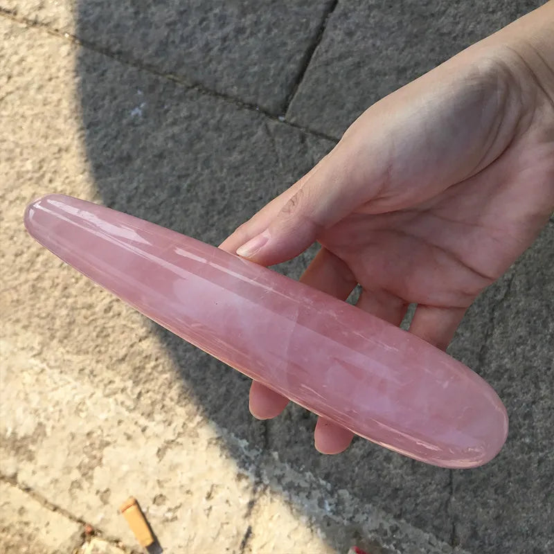 170mm-180mm Natural Rose Quartz Yoni Wand Dildo Massage Tool