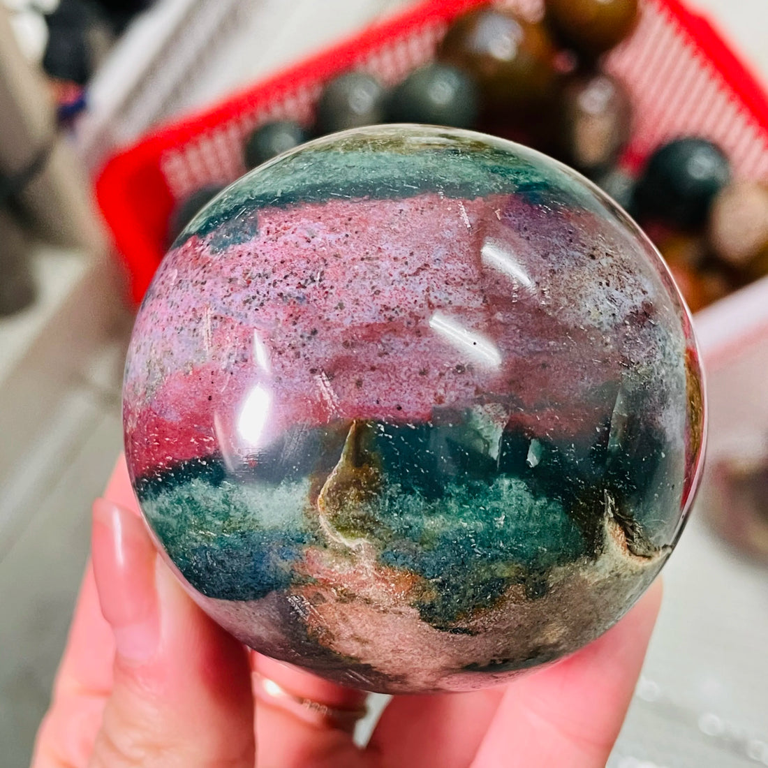 Natural Ocean Jasper Sphere