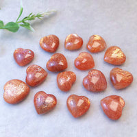 Sunstone Heart Natural Crystal Sun stone Moonstone Carving Polished Stone