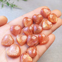 Sunstone Heart Natural Crystal Sun stone Moonstone Carving Polished Stone