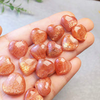 Sunstone Heart Natural Crystal Sun stone Moonstone Carving Polished Stone