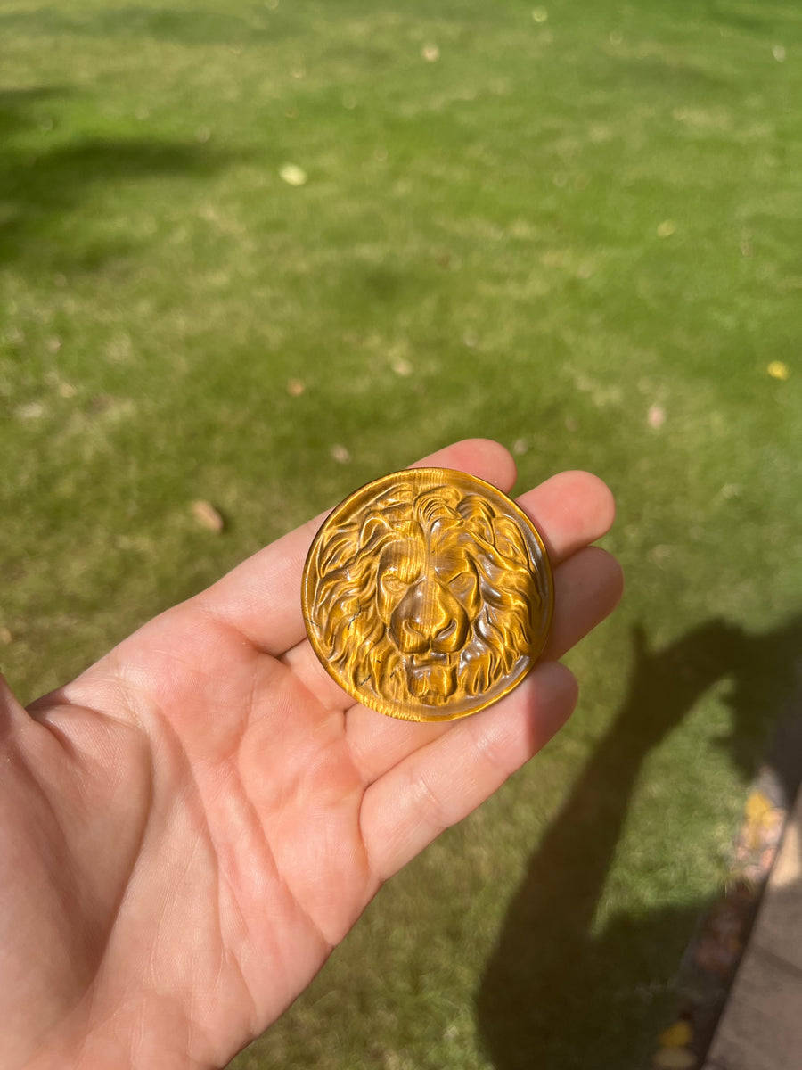 Tigers Eye Lion Carving Pendant