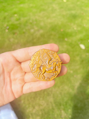 Tigers Eye Unicorn Carving Pendant