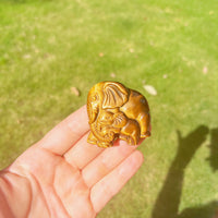 Tigers Eye Elephant Carving Pendant