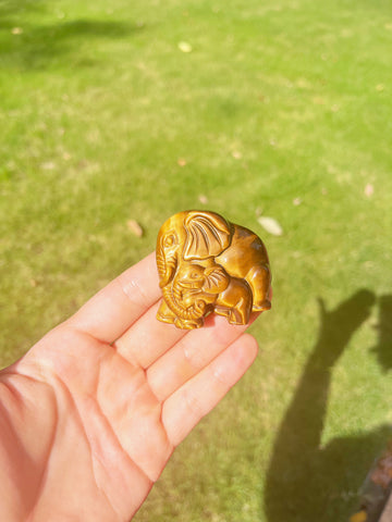 Tigers Eye Elephant Carving Pendant