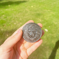 Silver Sheen Obsidian Lion Carving Pendant