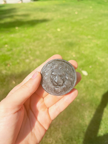 Silver Sheen Obsidian Lion Carving Pendant