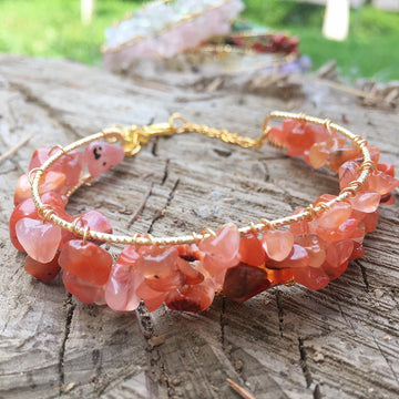 Carnelian Handmade Crystal Chip Bracelet Gemstone Bracelet