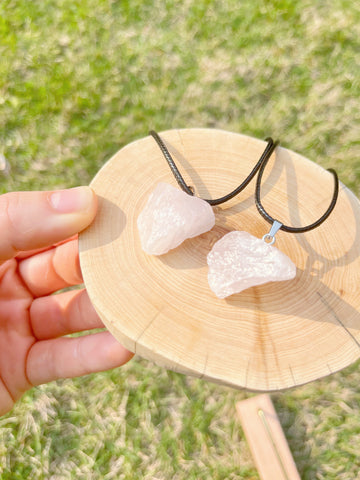 Rose Quartz Raw Pendant Necklace