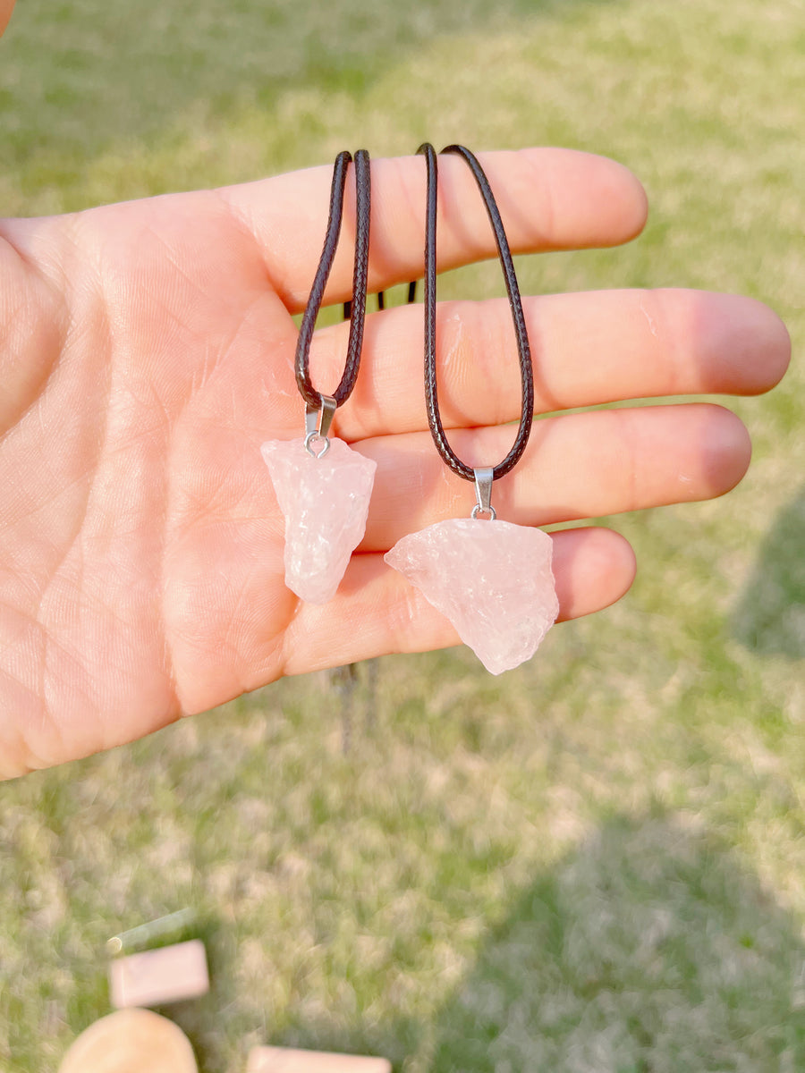 Rose Quartz Raw Pendant Necklace