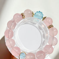 Mozambique Rose Quartz Aquamarine Bracelet