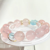 Mozambique Rose Quartz Aquamarine Bracelet