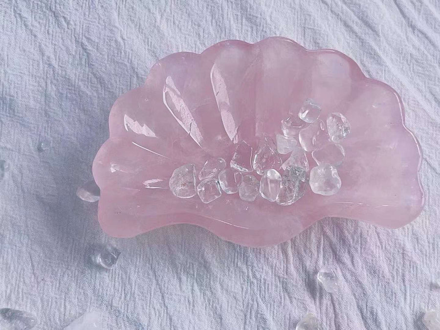 Rose Quartz Bowl Crystal Quartz Bowl Shell Crystal Bowl