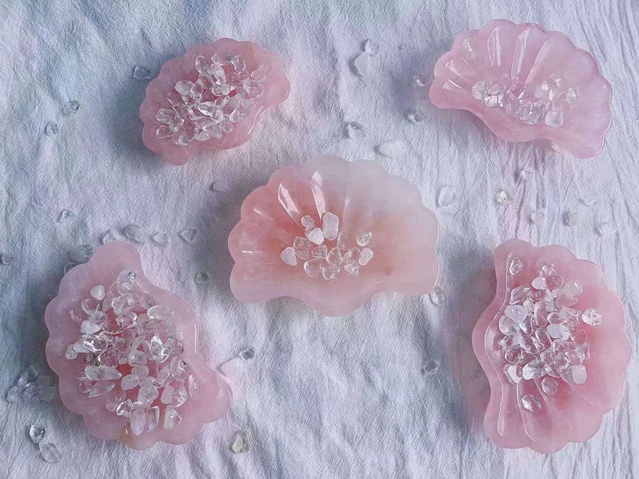 Rose Quartz Bowl Crystal Quartz Bowl Shell Crystal Bowl