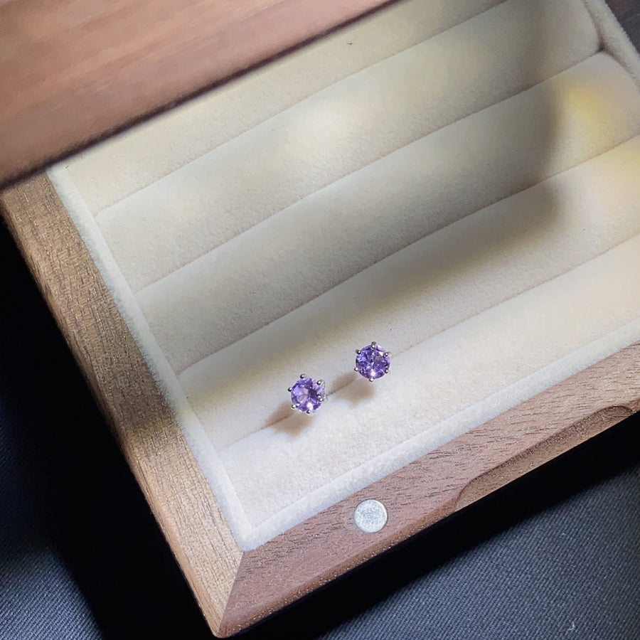 925 Sterling Silver Amethyst Stud Earring