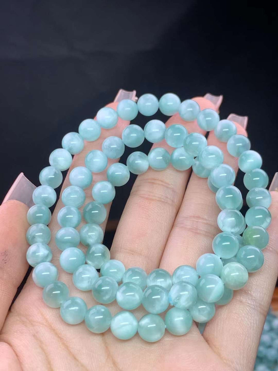 Green Larimar Bead Bracelet