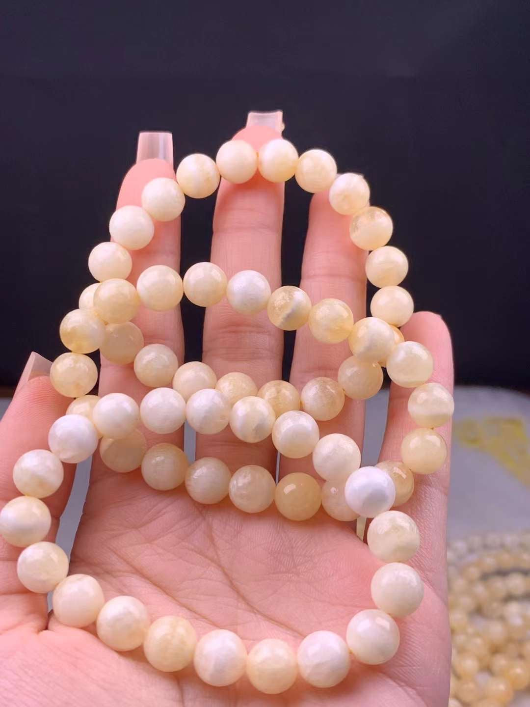 Orange Calcite Bead Bracelet