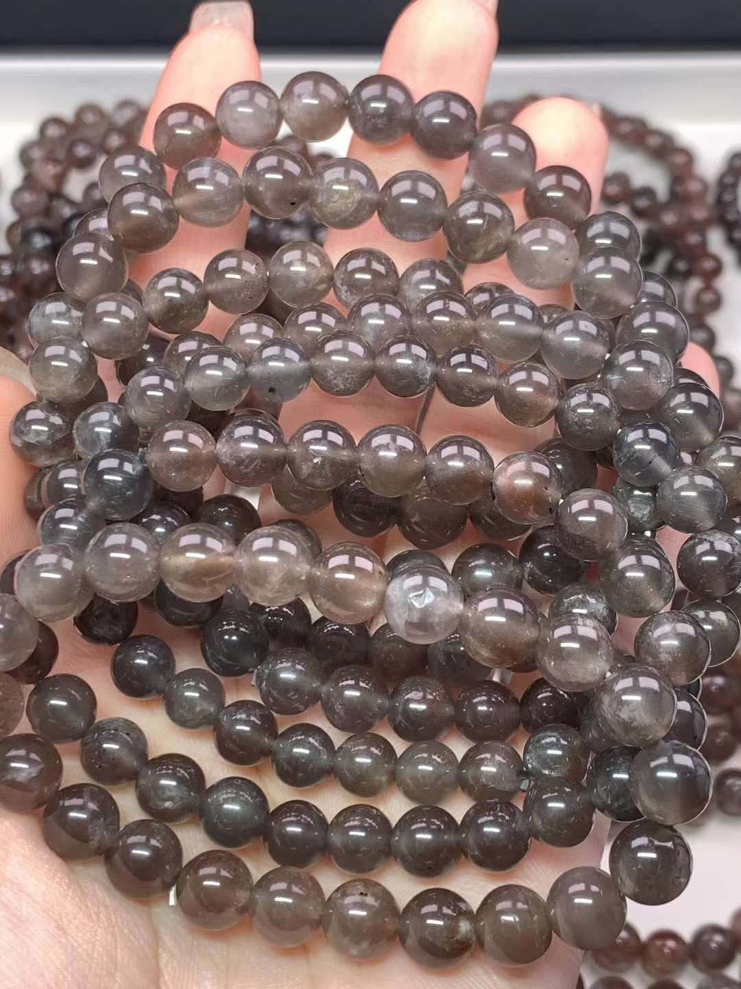 Black Sunstone Bead Bracelet