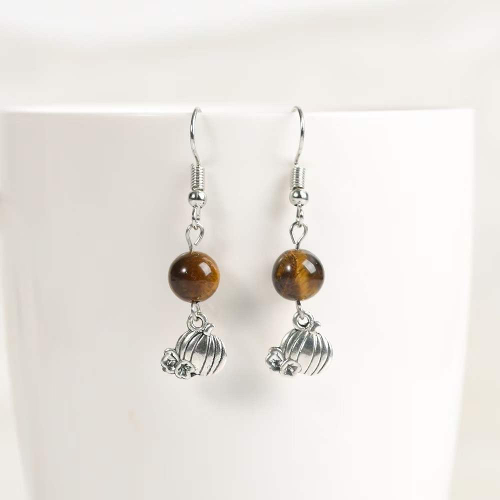 Halloween Pumpkin Gemstone Earrings