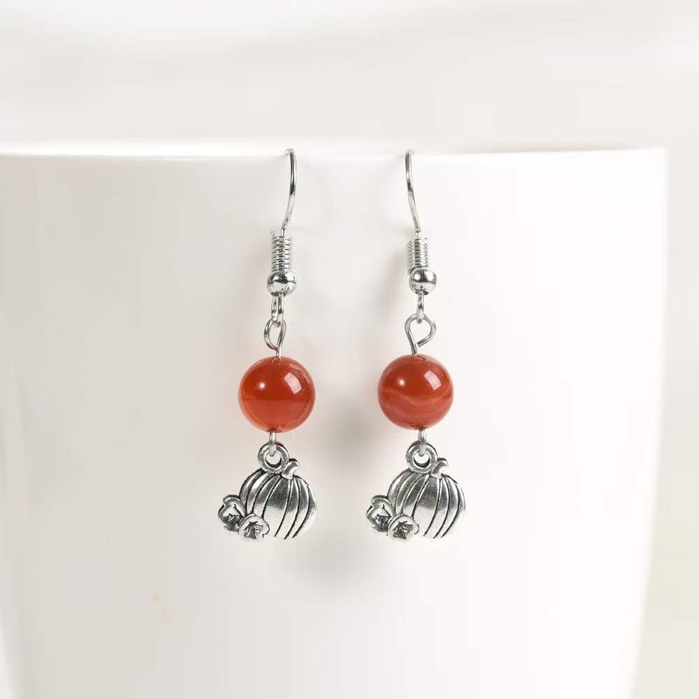 Halloween Pumpkin Gemstone Earrings