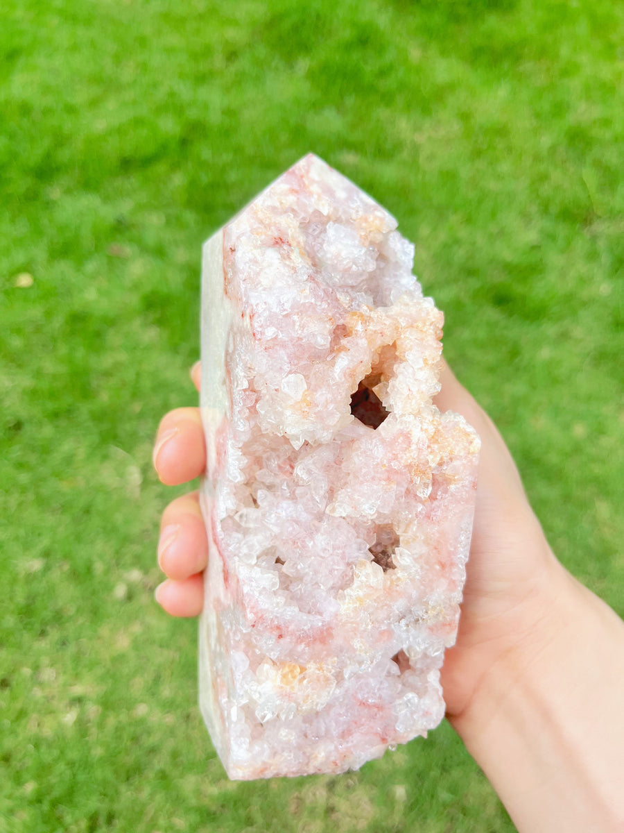 Pink Amethyst Druzy Tower Home Decor