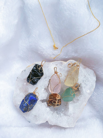 Handmade Pendant Necklace Crystal Raw Stone