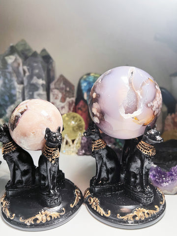 Black Flower Agate Sphere Crystal Flower