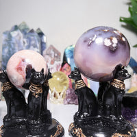 Black Flower Agate Sphere Crystal Flower