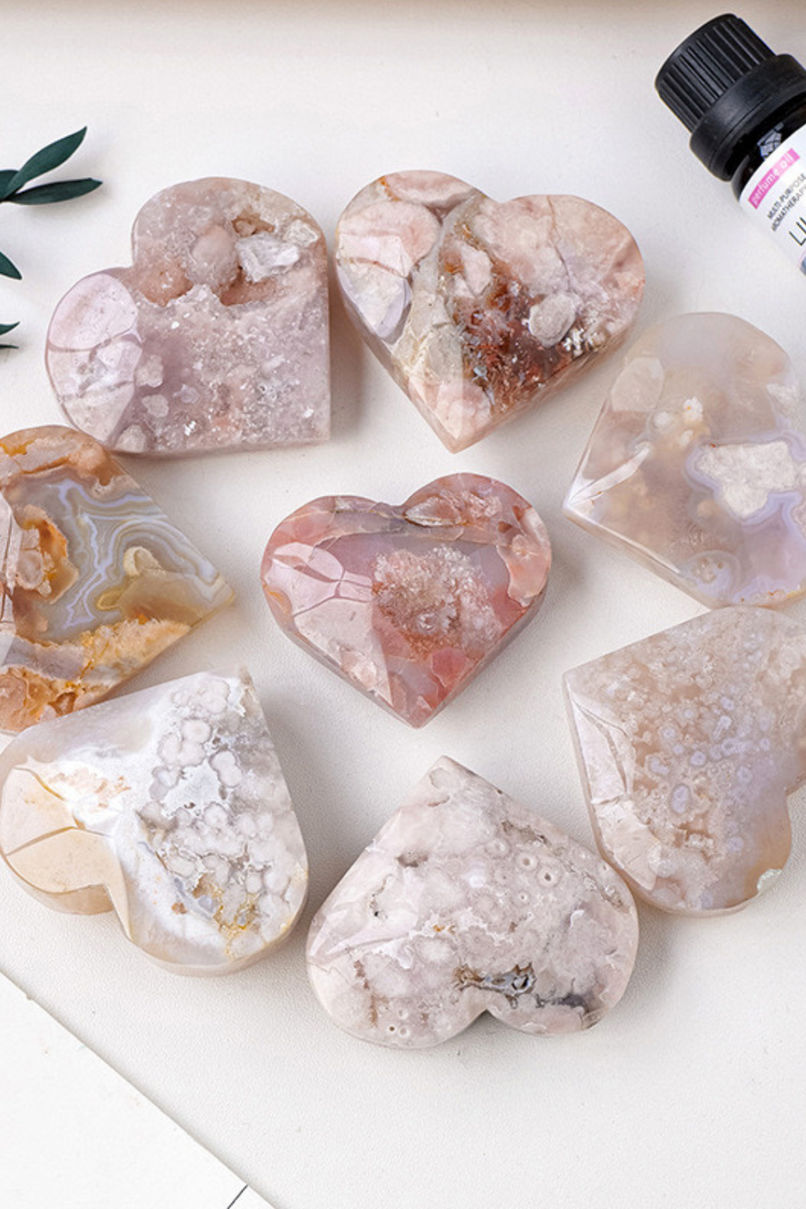 Flower Agate Druzy Heart