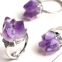 Natural Amethyst Cluster Ring Adjustable