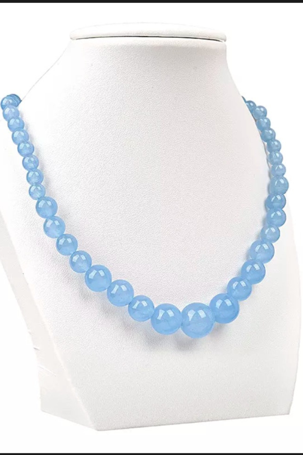 Mixed Size Aquamarine Bead Necklace