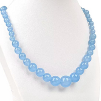 Mixed Size Aquamarine Bead Necklace