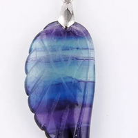 Sterling Silver Angel Wing Fluorite Stone Pendant Charm