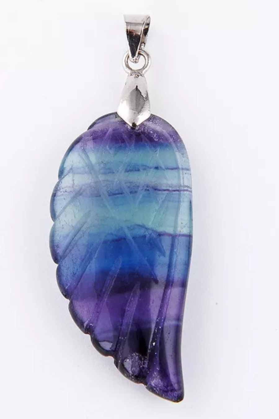 Sterling Silver Angel Wing Fluorite Stone Pendant Charm