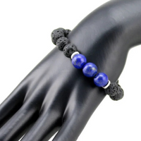 Handmade Lapis Lazuli with Lava Bracelet