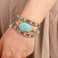 Boho Natural Stone Amazonite Beaded Bracelet