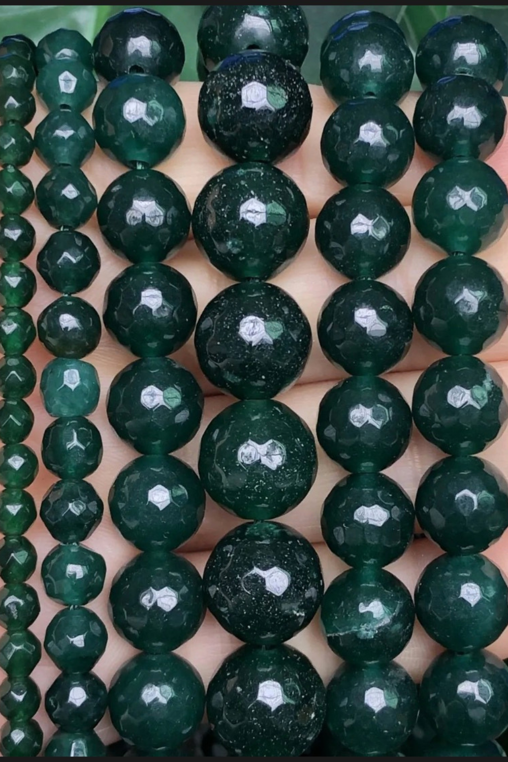 Natural Faceted Dark Green Chalcedony Bead