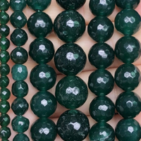 Natural Faceted Dark Green Chalcedony Bead