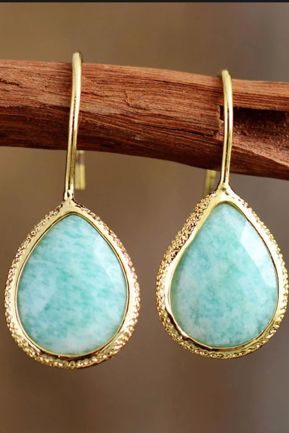 Natural Stone Teardrop Earrings