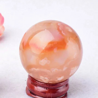 Mini Natural Cherry Blossom Flower Agate Sphere