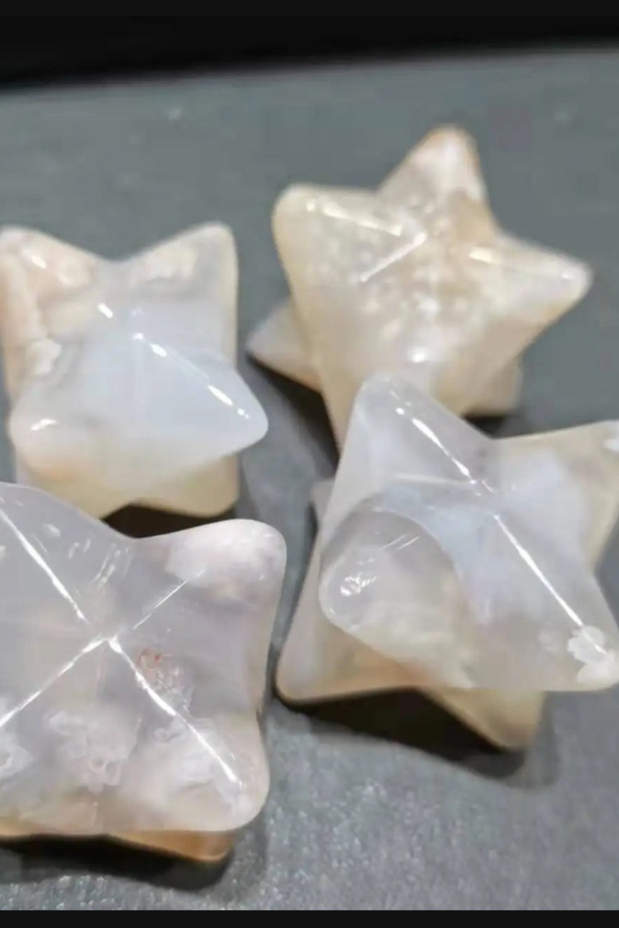 Natural Flower Agate Merkaba Star