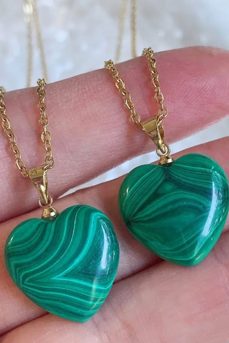 Natural Malachite Stone Pendant Necklace