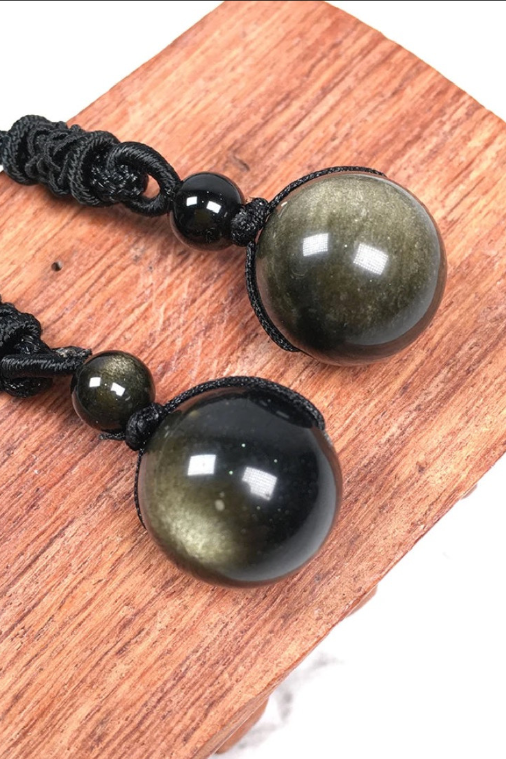 Natural Gold Sheen Obsidian Pendant Necklace