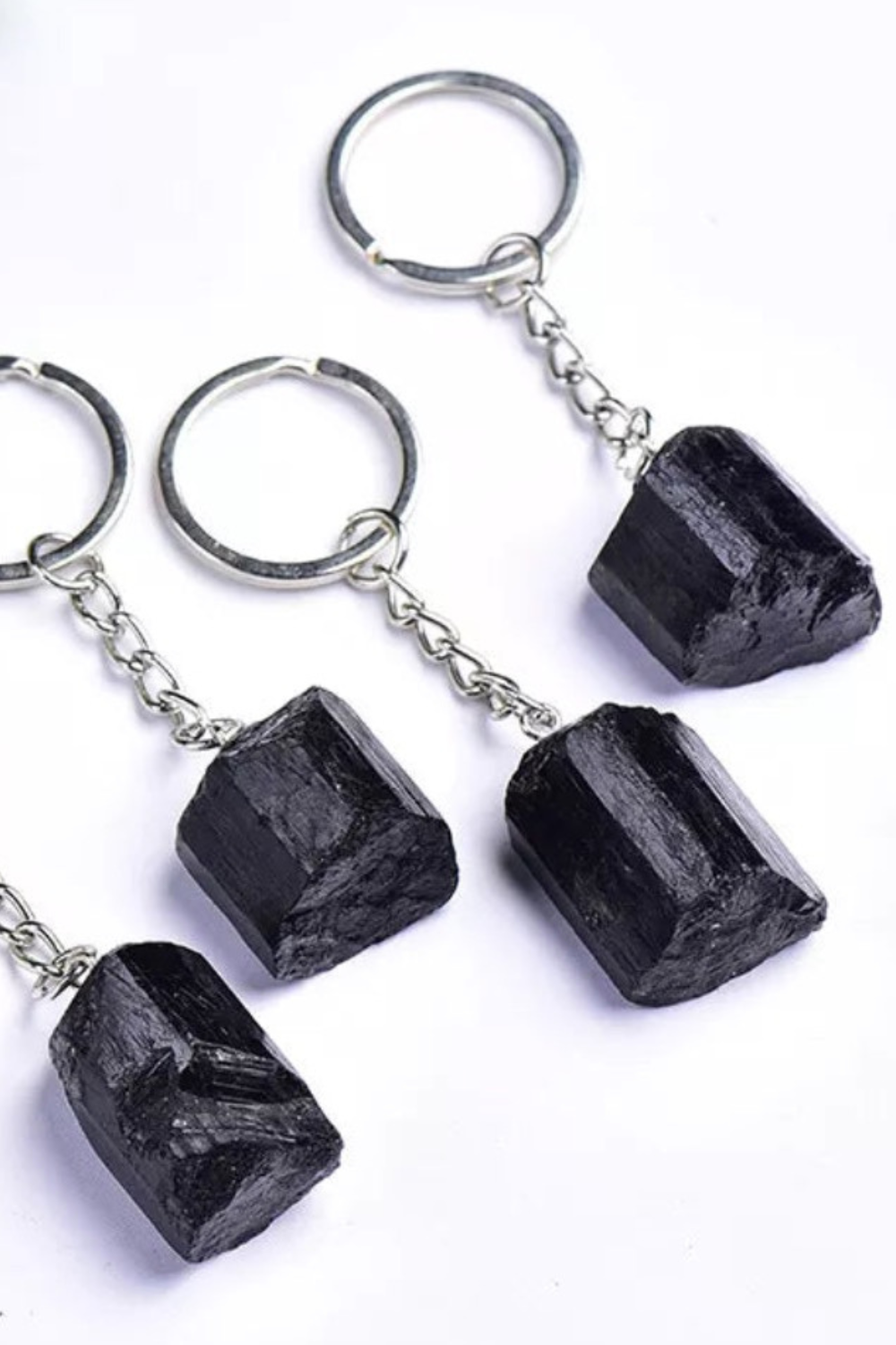 Natural Black Tourmaline Key Chain