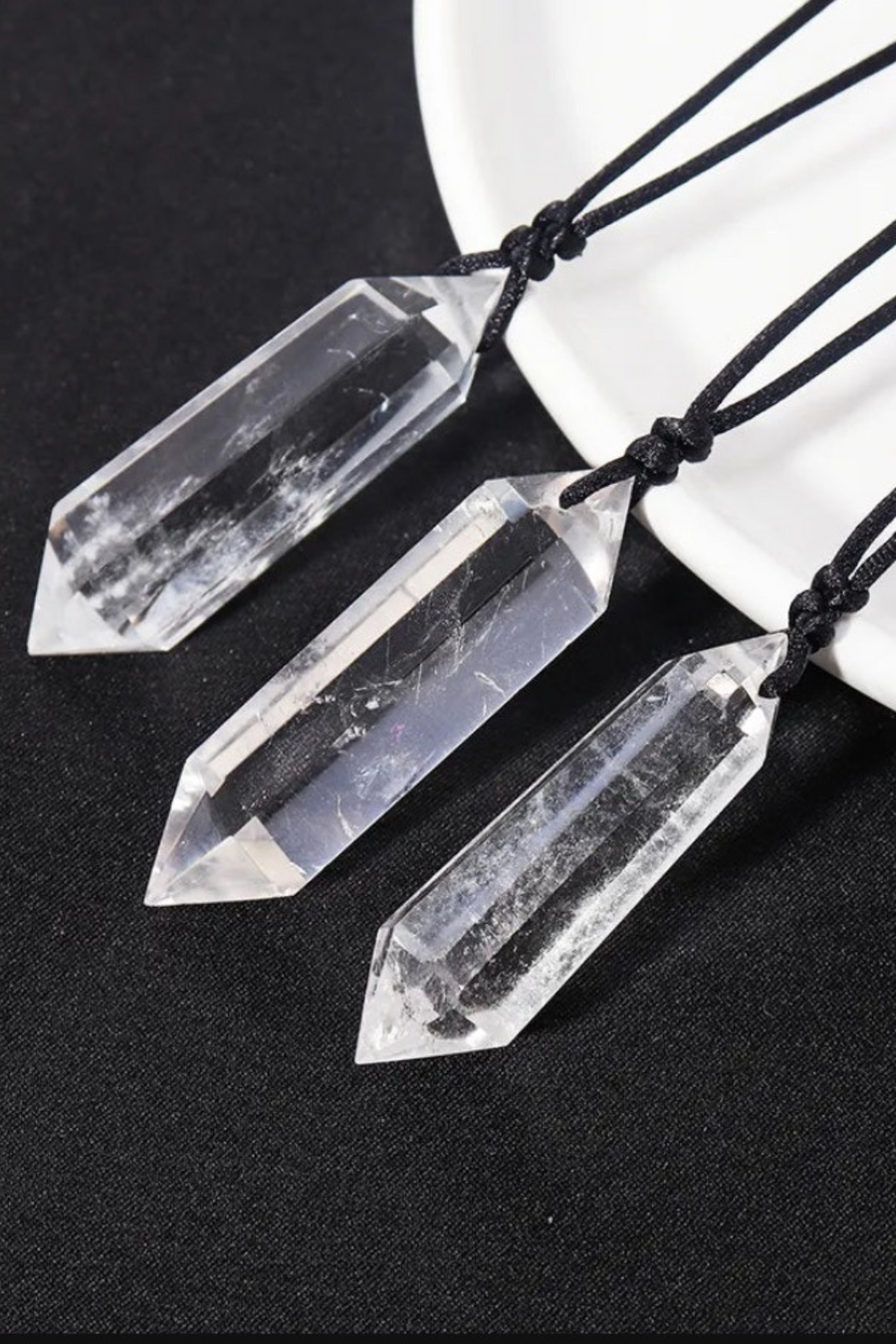 Natural Clear Quartz Double Point Necklace