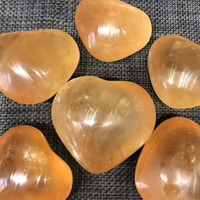 Natural Yellow Calcite Heart Carving