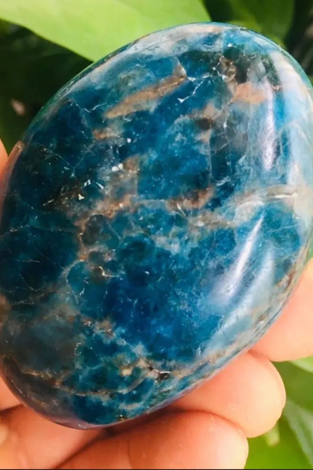 Natural Blue Apatite Palm Stone