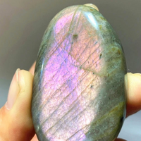 Natural Purple Flash Labradorite Palm Stone