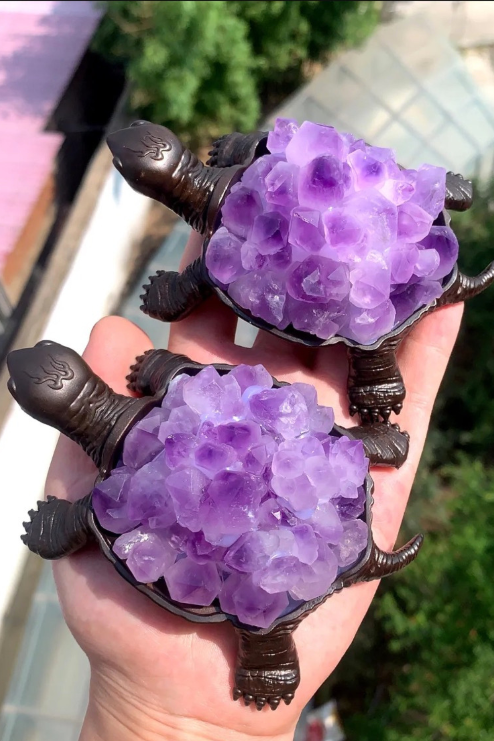 Natural Amethyst Cluster Turtle